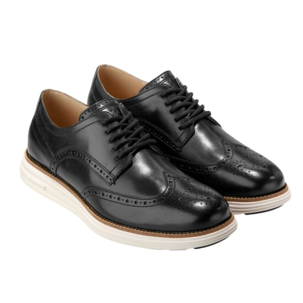 Cole Haan Men's 10 Original Grand SHWNG Remastered Wingtip Oxfords Shoes Black